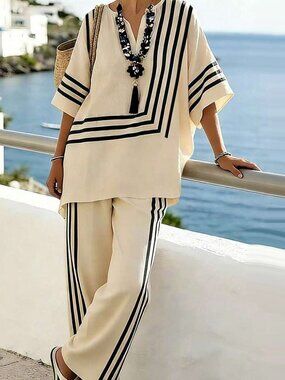 Breezaya Boho Vacation Batwing Top and Pants Set
